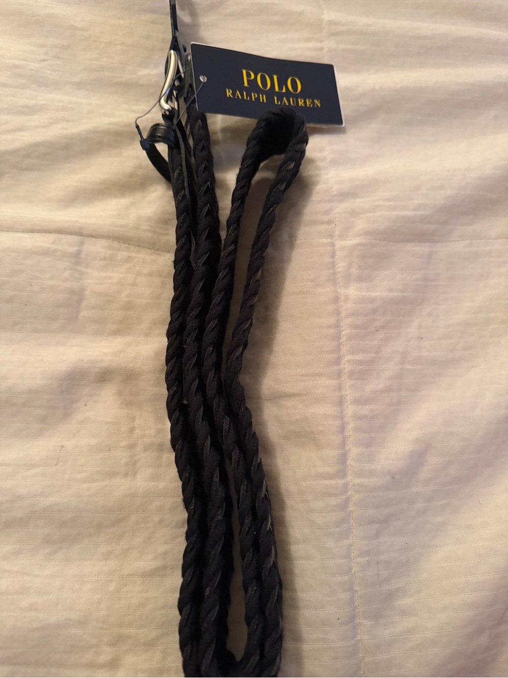 Ralph Lauren Black Braided Leather Belt with Silver Buckle - Picture 3 of 3
